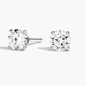 Moissanite 1 CT Round Perfect Stud Earrings Claw Prong 925 Sterling Silver NWT